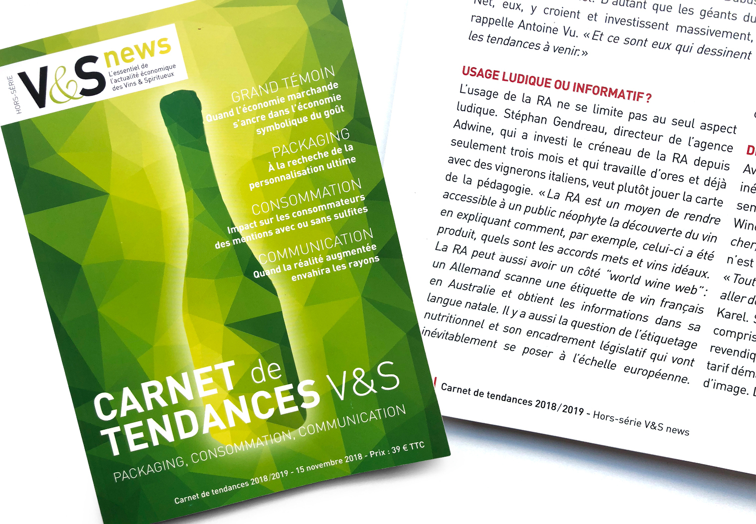 HS V&S News 2018/2019 Carnets de tendances Dossier sur la réalité augmentée des étiquettes pour Vins & Spiritueux