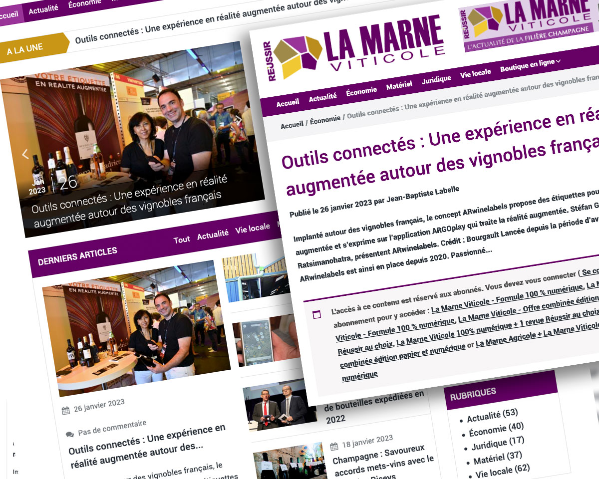 ARwinelabels dans La Marne Viticole (groupe Réussir) du 26.01.2023