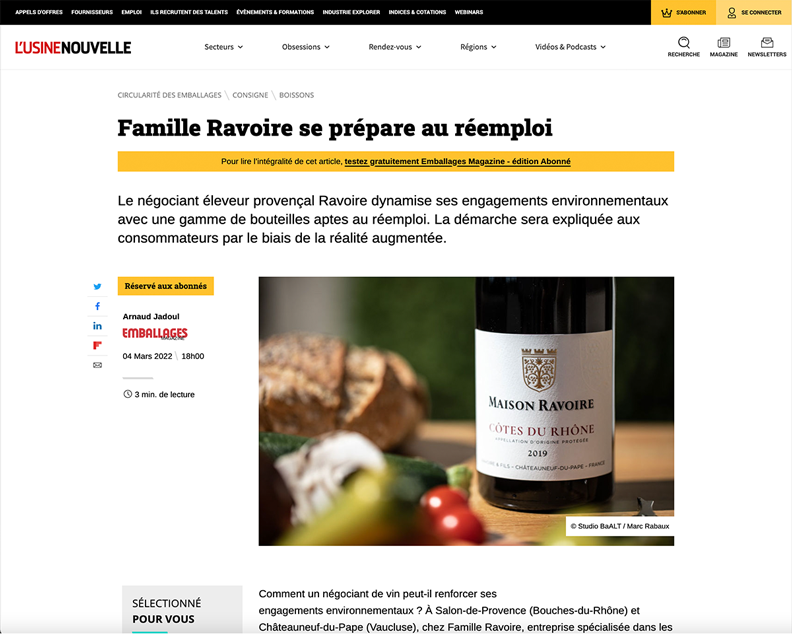 Famille Ravoire lance le réemploi, une démarche expliquée en réalité augmentée !